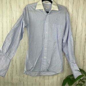 Givenchy Monsieur Mens blue and white button down dress shirt